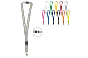 Polyester lanyard 20 mm met gesp en haak