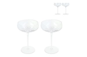 Byon Opacity set van 2 champagneglazen met stijlvol glas patroon 300ml