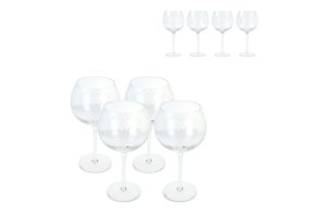 Byon Opacity set van 4 wijnglazen met stijlvol glaspatroon 470ml