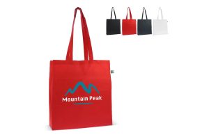 Fairtrade katoenen tas gekleurd lang 140g/m² 38x10x42cm
