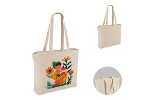 Katoen Tote met rits OEKO-TEX® 47 x 11 x 35cm 320g/m²