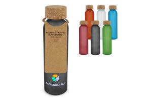 Matglazen gerecycled fles met kurken dop 500ml