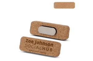 Naambadge van kurk met magneet