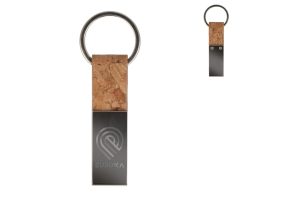 Sleutelhanger rechthoekig kurk & metaal