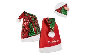 Tweekleurige pailletten kerstmuts