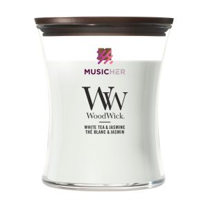 WoodWick White Tea & Jasmine Medium Candle geurkaars